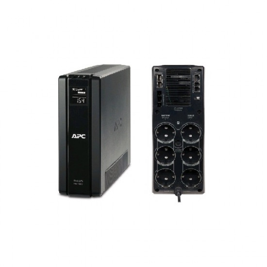 APC szünetmentes, Back-UPS BR1500G-GR, (3+3 SCHUKO) 1500VA (865 W) LCD 230V LINE-INTERAKTÍV, torony - USB