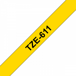 BROTHER szalag TZe-611, Sárga alapon Fekete, Laminált, 6mm  0.23", 8 méter
