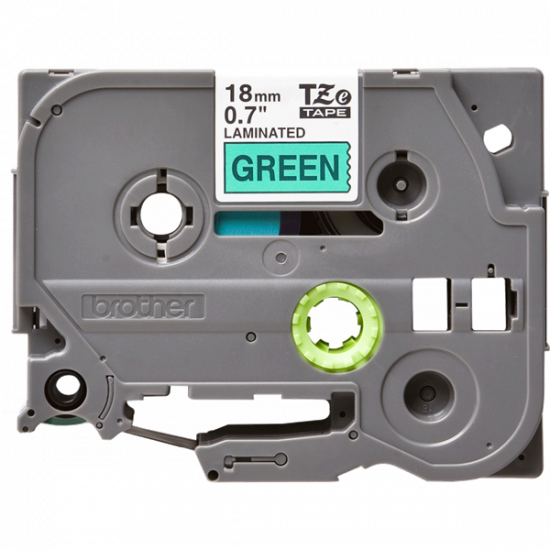 BROTHER szalag TZe-741, Zöld alapon Fekete, Laminált, 18mm  0.7", 8 méter