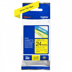 BROTHER szalag TZe-651, Sárga alapon Fekete, Laminált, 24mm  0.94", 8 méter