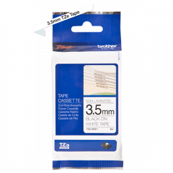 BROTHER szalag TZe-N201, Fehér alapon Fekete, Nem laminált, 3.5mm  0.13", 8 méter