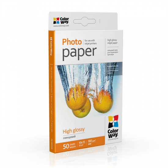 COLORWAY Fotópapír, magasfényű (high glossy), 180 g/m2, 10x15, 50 lap