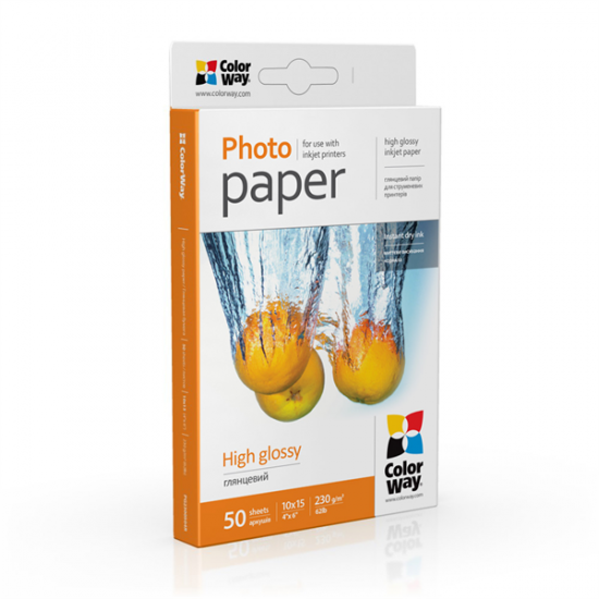 COLORWAY Fotópapír, magasfényű (high glossy), 230 g/m2, 10x15, 50 lap