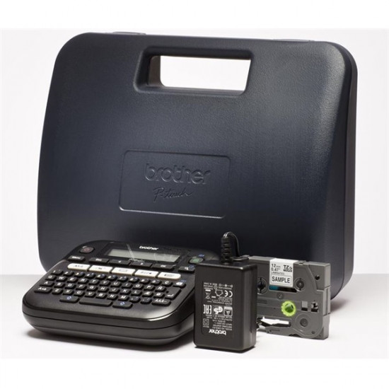 BROTHER Címkenyomtató PT-D210VP, asztali, QWERTY billentyűzet, TZ tapes 3,5-12 mm, grafikus kijelző, hordtáska