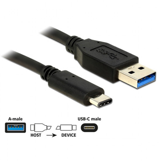 DELOCK kábel USB 10 Gbps Type-A > USB Type-C 0.5m