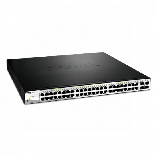 D-LINK Switch 48x1000Mbps (48xPOE) + 4xGigabit kombó SFP Menedzselhető Rackes, DGS-1210-52MP/E