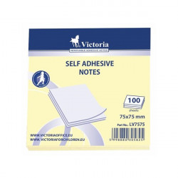 VICTORIA Öntapadó jegyzettömb, 75x75 mm, 100 lap, VICTORIA, sárga