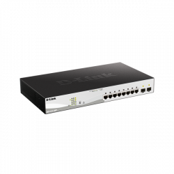D-LINK Switch 8x1000Mbps (8xPOE) + 2xGigabit SFP Menedzselhető Rackes, DGS-1210-10MP/E