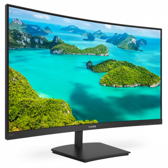 PHILIPS Ívelt VA monitor 23.6" 241E1SCA, 1920x1080, 16:9, 250cd/m2, 4ms, VGA/HDMI, hangszóró