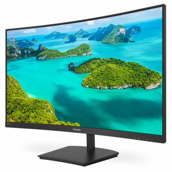 PHILIPS Ívelt VA monitor 23.6" 241E1SCA, 1920x1080, 16:9, 250cd/m2, 4ms, VGA/HDMI, hangszóró