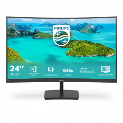 PHILIPS Ívelt VA monitor 23.6" 241E1SCA, 1920x1080, 16:9, 250cd/m2, 4ms, VGA/HDMI, hangszóró