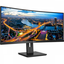 PHILIPS Ívelt VA monitor 34" 346B1C, 3440x1440, 21:9, 300cd/m2, 4ms, USB-C/USB-B/4xUSB/HDCP/LAN/DP/HDMI, hangsz.