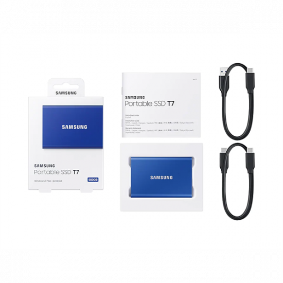 SAMSUNG Hordozható SSD T7 USB 3.2 2TB (Kék)
