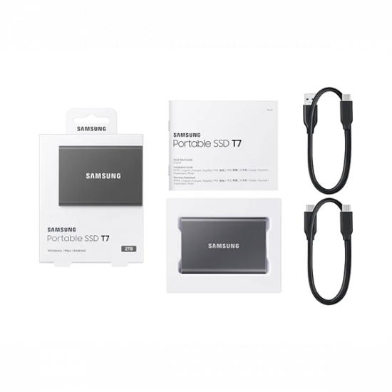 SAMSUNG Hordozható SSD T7 USB 3.2 2TB (Szürke)