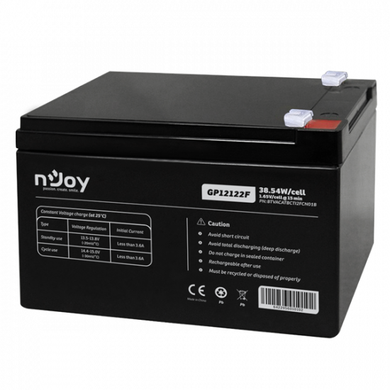 APC (NJOY) GP12122F Akkumulátor 12V/12Ah zárt, gondozásmentes Borne T2