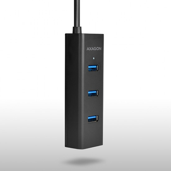 AXAGON HUE-S2BL USB3.0 CHARGING HUB (Négyportos USB 3.0 hub gyors töltéssel és tápellátással. 1,2 méteres kábel)