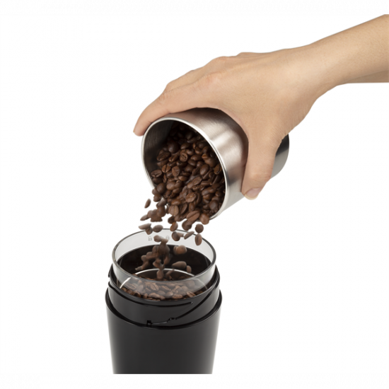 DELONGHI KG-200 kávédaráló, tető lenyomásával kapcsol be, multifunkciós örlő, 90 gramm, max. 12 csészéhez