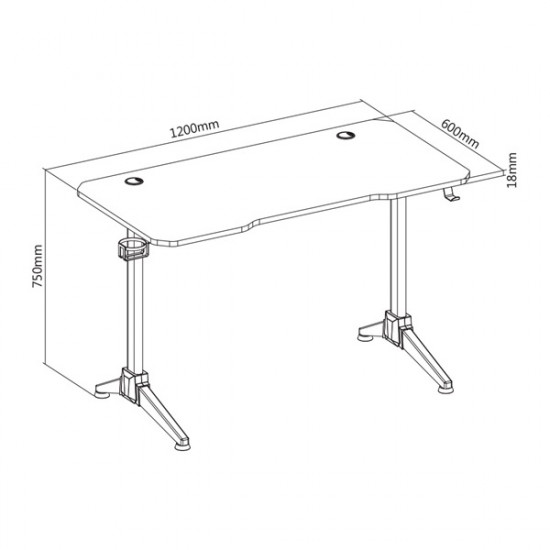 WHITE SHARK FIRE SHADOW RGB gamer asztal fekete/piros