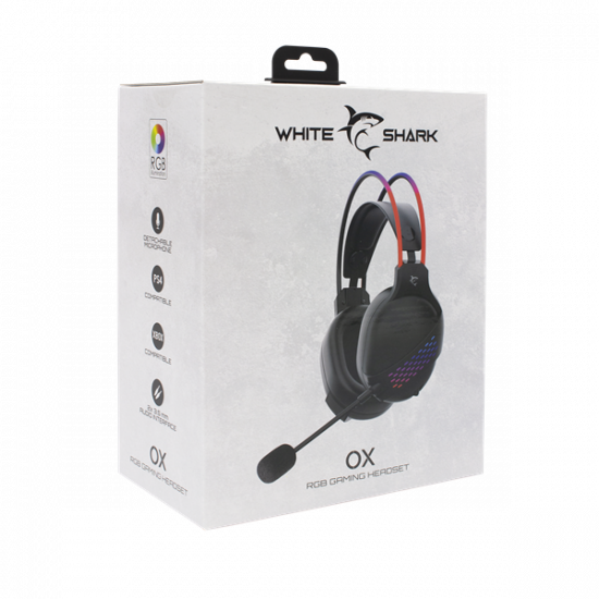 WHITE SHARK OX RGB gamer fejhallgató mikrofonnal