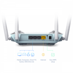 D-LINK Wireless Router Dual Band AX1500 1xWAN(1000Mbps) + 4xLAN(1000Mbps), R15/E