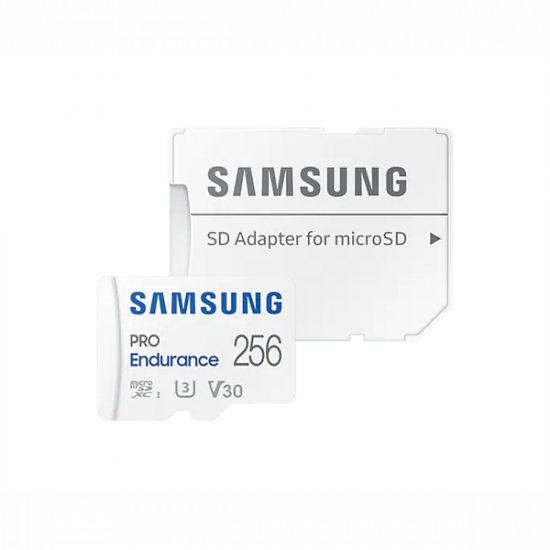SAMSUNG Memóriakártya, PRO Endurance microSD kártya 256GB, CLASS 10, UHS-I (SDR104), + SD Adapter, R100/W40