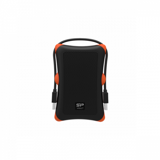 SILICON POWER 2.5" HDD USB 3.2 2TB Armor A30 ütésálló, Fekete-Narancs