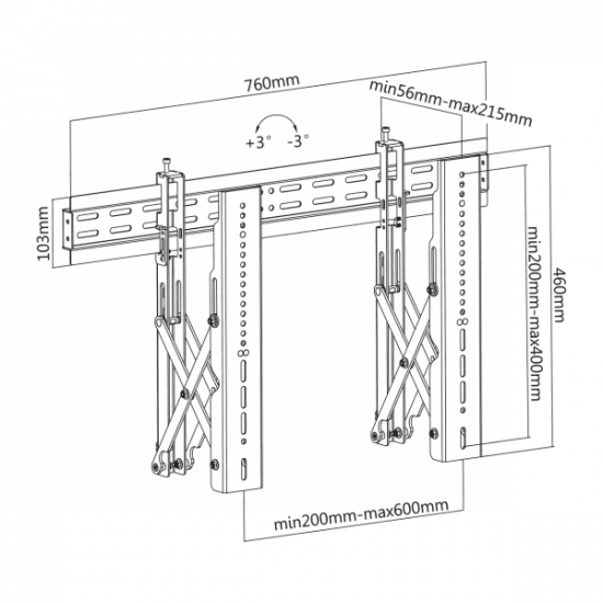 SBOX LVW02-46F videófal mátrix konzol, dönthető, 37"-70", 600x400