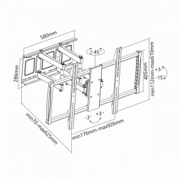 SBOX PLB-3769 fali konzol, 60"-100", 600x900, max 80 kg