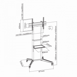 SBOX FS-400 Gurulós konzol, konferencia állvány, 32"-70", 200x200 - 600x600, max 40 kg
