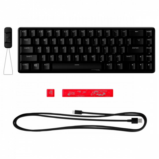 HP HYPERX vezetékes mechanikus gaming billentyűzet Alloy Origins 65 RGB piros switch - amerikai lokalizáció