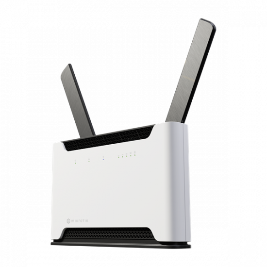 MIKROTIK Wireless Router DualBand, 4x1000Mbps+ 1x2,5Gbps, Chateau LTE18, 1xMicroSIM,Asztali -S53UG+5HaxD2HaxD-TC&EG18-EA