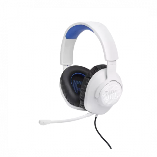 JBL Quantum 100P Console (Vezetékes, gaming fejhallgató levehető mikrofonnal), Fehér/Kék