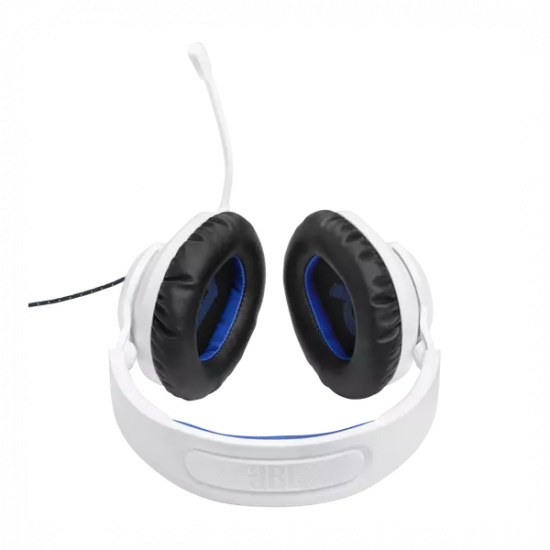 JBL Quantum 100P Console (Vezetékes, gaming fejhallgató levehető mikrofonnal), Fehér/Kék