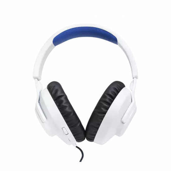 JBL Quantum 100P Console (Vezetékes, gaming fejhallgató levehető mikrofonnal), Fehér/Kék