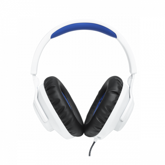 JBL Quantum 100P Console (Vezetékes, gaming fejhallgató levehető mikrofonnal), Fehér/Kék