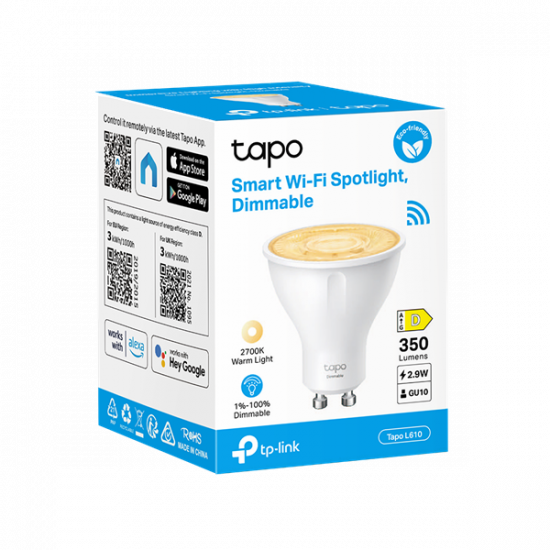 TP-LINK LED Izzó Wi-Fi-s GU10, Spotlight, TAPO L610
