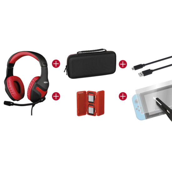 KONIX - MYTHICS Nintendo Switch Gamer csomag (Fejhallgató + Töltő kábel + Üvegfólia + Játék tartó + Táska)
