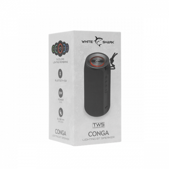 WHITE SHARK CONGA BLUETOOTH HANGSZÓRÓ 8W, TWS, fekete, IPX6
