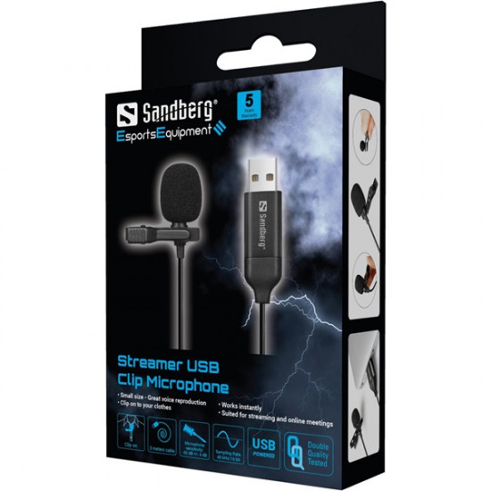 SANDBERG Mikrofon, Streamer USB Clip Microphone