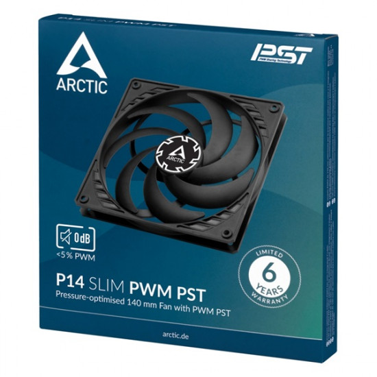 ARCTIC COOLING Rendszerhűtő Ventilátor P14 Slim PWM PST Fekete, 14cm