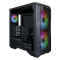 COOLER MASTER Ház Midi ATX HAF 500 ARGB + 4db Ventilátor, Tápegység nélkül, Üvegfalú, fekete