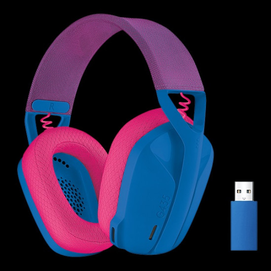 LOGITECH Fejhallgató 2.0 - G435 Vezeték Nélküli Gaming Mikrofonos , Kék-Málna