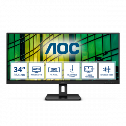 AOC monitor 34" U34E2M, 3440x1440, 21:9, 300cd/m2, 4ms, 2xHDMI/DisplayPort