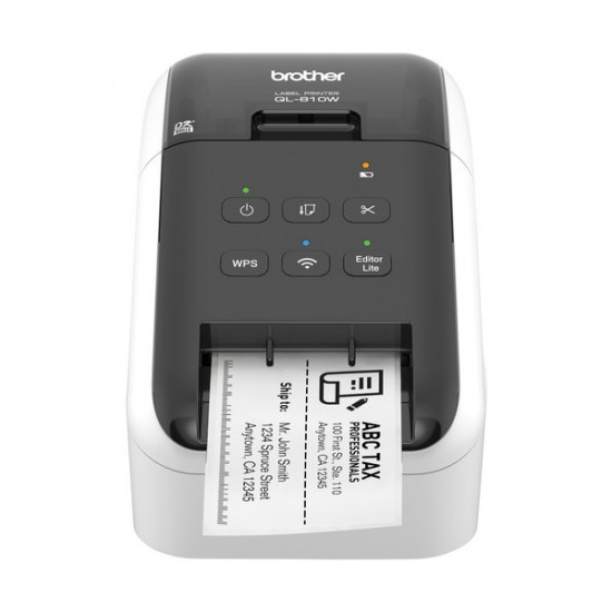 BROTHER Címkenyomtató QL-810WC, asztali, thermál, Fekete/Piros nyomtatás, 148 mm/mp, WiFi/USB, 300dpi, PTE Lite, DK