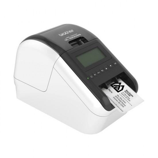 BROTHER Címkenyomtató QL-820NWBC, asztali, thermál, 2 színű nyomtatás, WiFi/LAN/Bluetooth/USB, 148mm/mp, 300dpi,