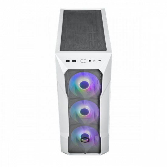 COOLER MASTER Ház Midi ATX MasterBox TD500 MESH V2 ARGB, 3db ARGB Ventilátorral, Tápegység nélkül, Edzett Üveg, fehér