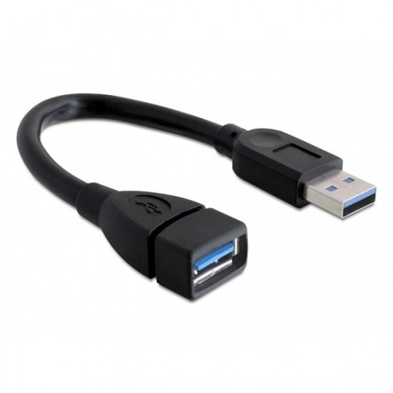 DELOCK kábel USB 5 Gbps Type-A male / female hosszabbító 15cm fekete