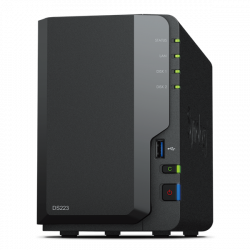 SYNOLOGY NAS 2 fiókos DS223 Realtek RTD1619B 4x1,7GHz, 2GB DDR4, 1x1GbE, 3xUSB3.2Gen1