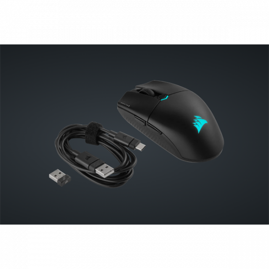 CORSAIR Vezetékes/Vezeték Nélküli Egér Gaming, KATAR ELITE, 6 programozható gomb, RGB Világítás, 26000dpi, fekete