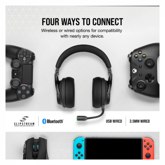 CORSAIR Vezetékes/Vezeték Nélküli Headset, VIRTUOSO RGB WIRELESS XT, Dolby Atmos, fekete
